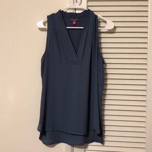Blue sleeveless blouse